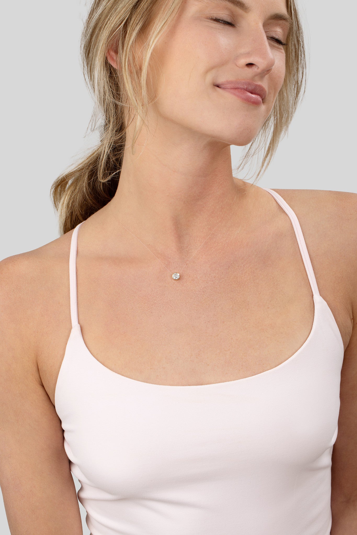 0.50 CT CLASSIC FLOATING DIAMOND NECKLACE- 14K Gold