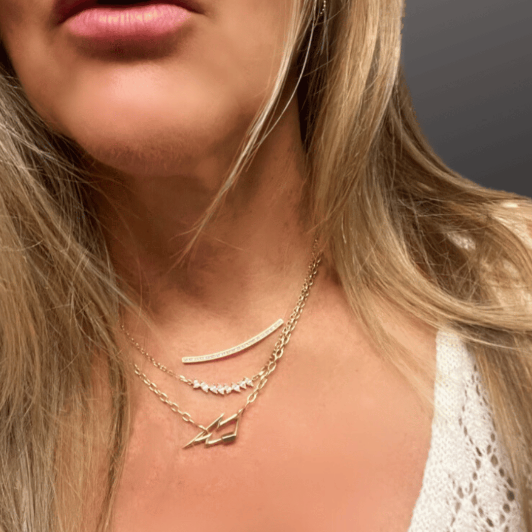 PAVÉ DOTS HORIZONTAL Floating Diamond Necklace -14K Gold
