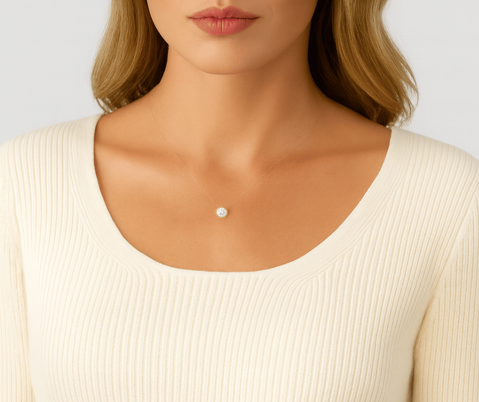 2.00 CT FLOATING DIAMOND NECKLACE- 14K Gold