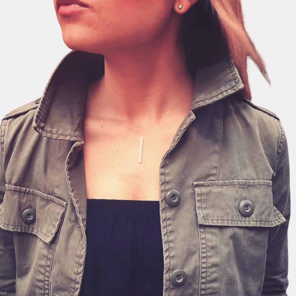 PAVÉ DOTS VERTICAL Floating Diamond Necklace-14K Gold