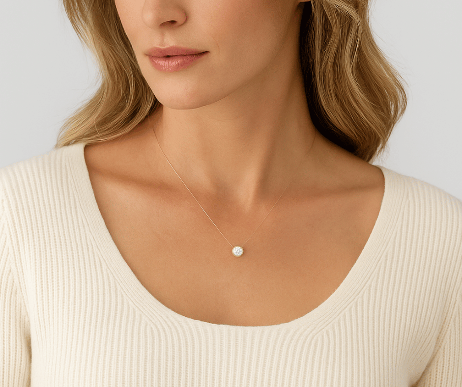 2.00 CT FLOATING DIAMOND NECKLACE- 14K Gold