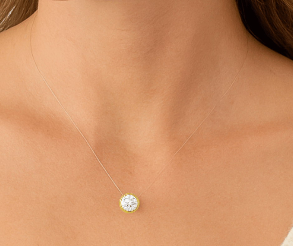 2.00 CT FLOATING DIAMOND NECKLACE- 14K Gold