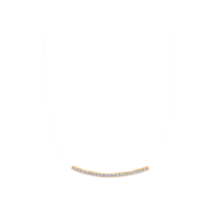 PAVÉ DOTS HORIZONTAL Floating Diamond Necklace -14K Gold