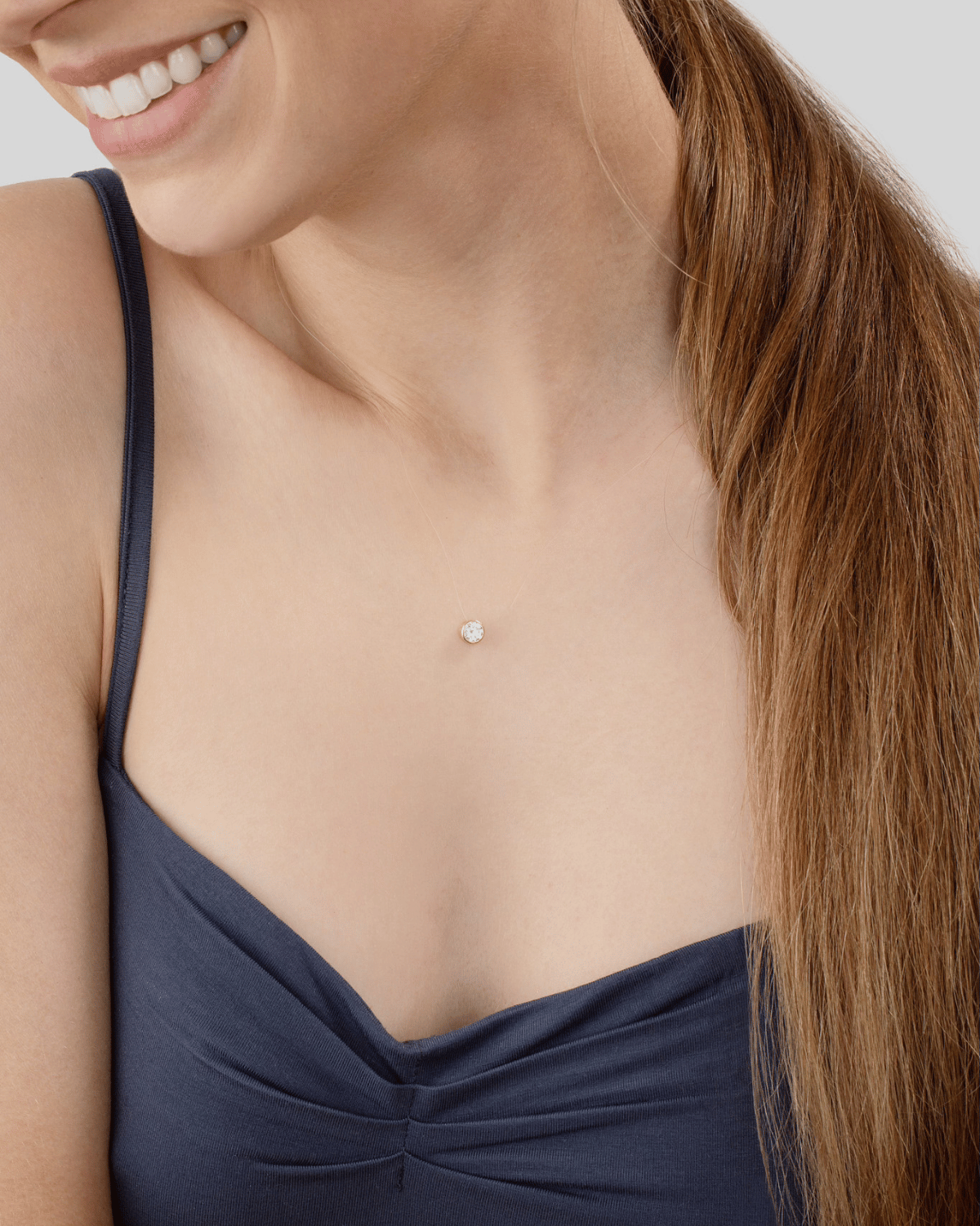 0.25 CT FLOATING DIAMOND NECKLACE - 14K Gold