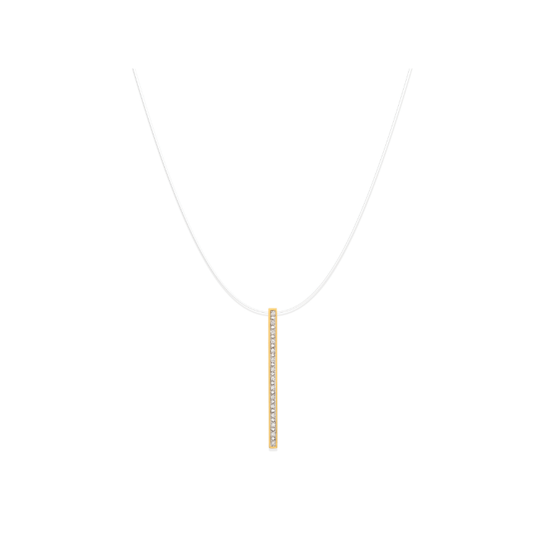PAVÉ DOTS VERTICAL Floating Diamond Necklace-14K Gold