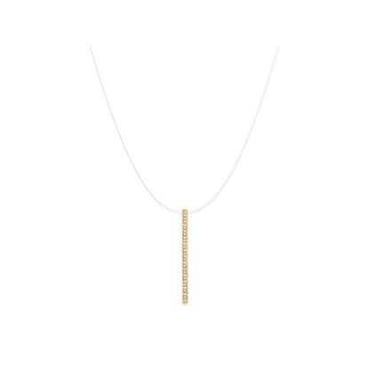PAVÉ DOTS VERTICAL Floating Diamond Necklace-14K Gold