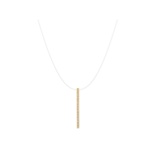 PAVÉ DOTS VERTICAL Floating Diamond Necklace-14K Gold