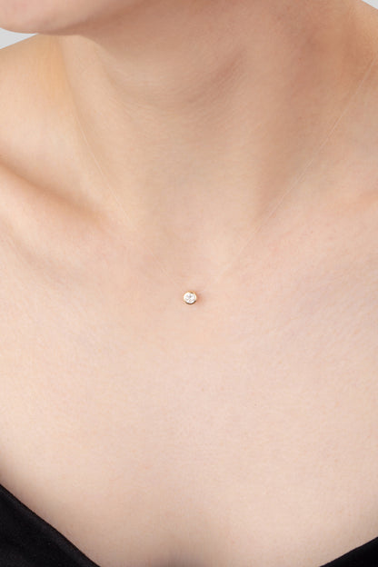 0.25 CT FLOATING DIAMOND NECKLACE - 14K Gold