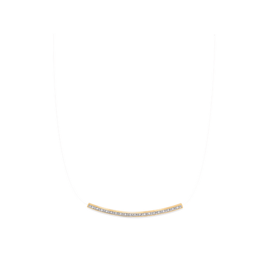 PAVÉ DOTS HORIZONTAL Floating Diamond Necklace -14K Gold